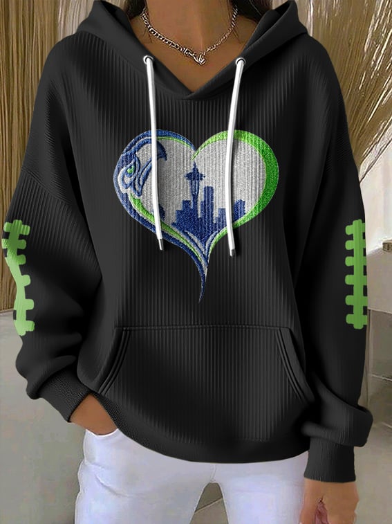 Women's Rugby Print Casual Hoodie