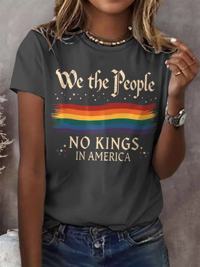 🔥Buy 3 Get 15% Off🔥Retro We The People No Kings In America Print T-Shirt