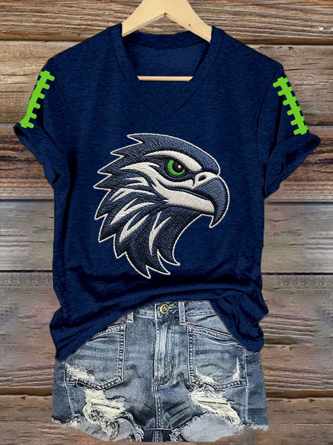 Women's Retro Football Printed T-Shirt