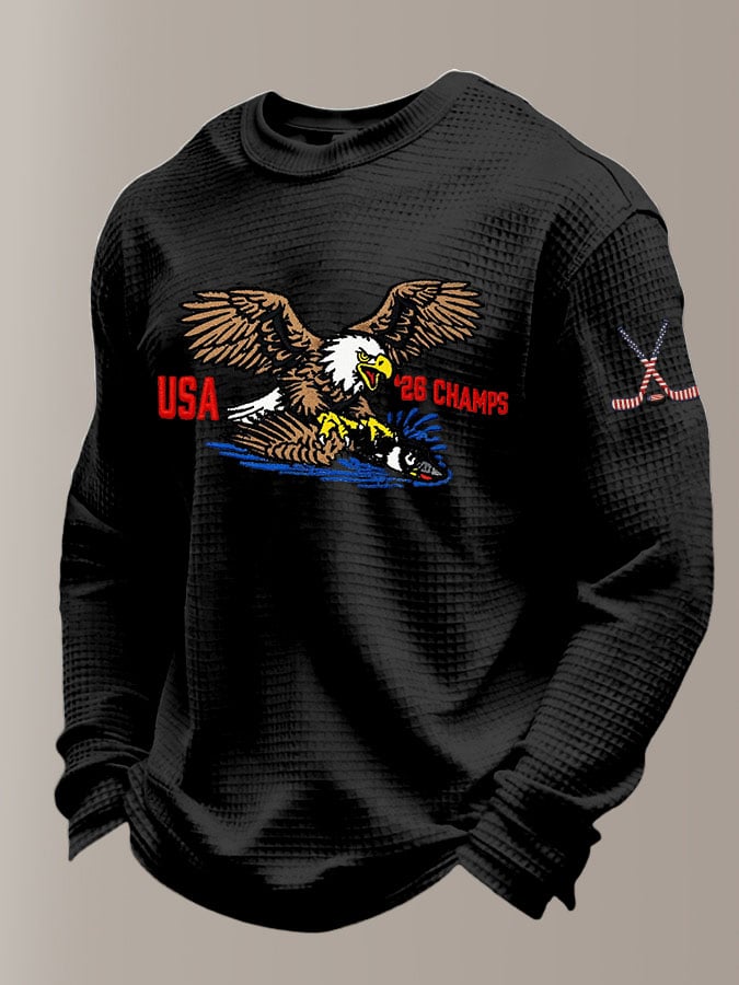 Men's Retro USA Ice Hockey Printed Casual Top