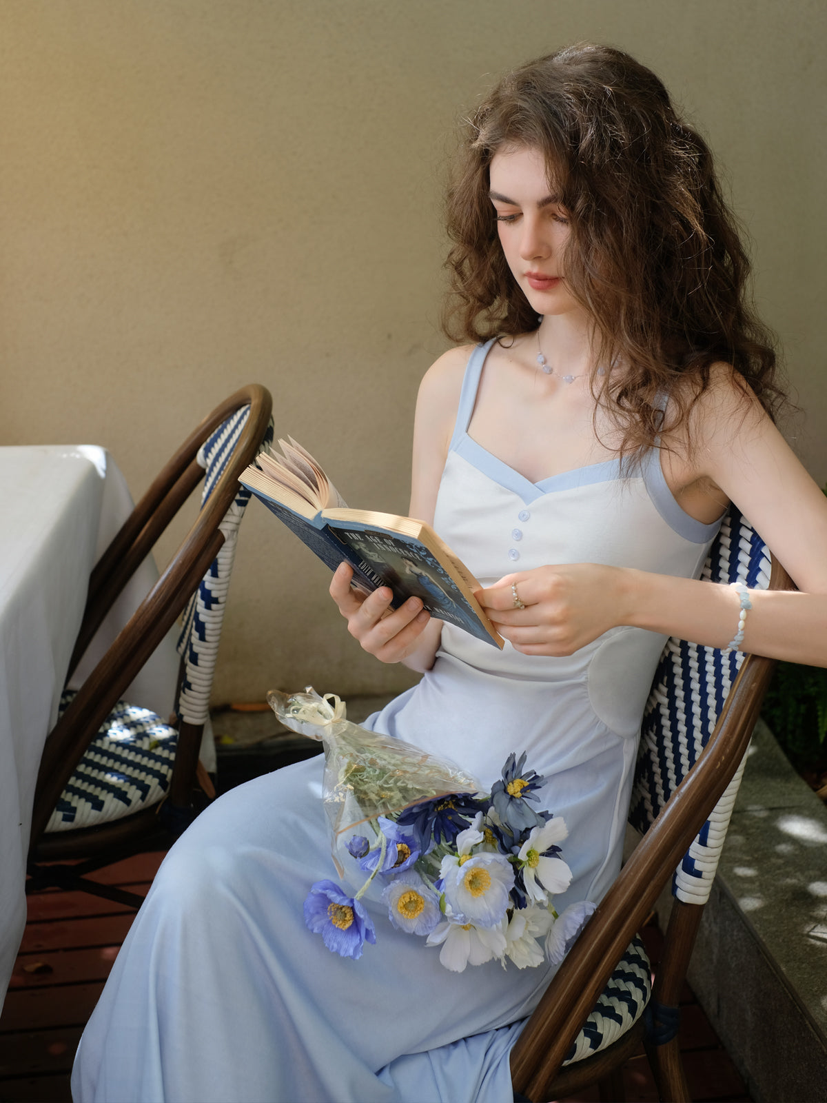 Gradient Color Slip Dress + Chiffon Sheer Cardigan