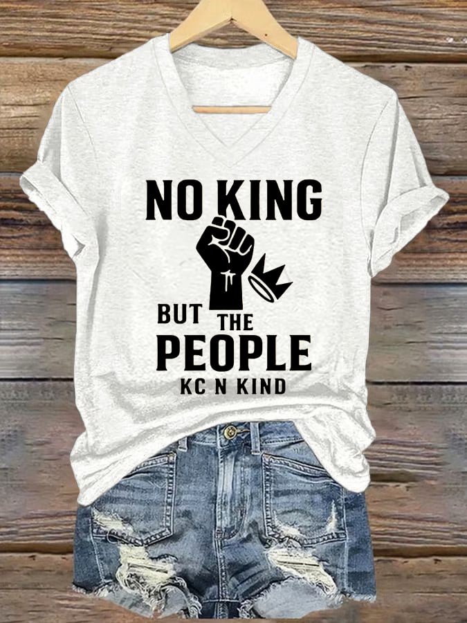 🔥Buy 3 Get 15% Off🔥V-neck Women's no king but the people KC N kind Printed Casual T-Shirt