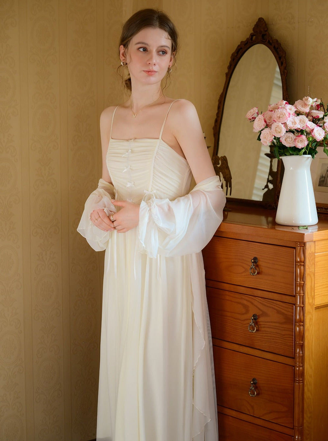 Fairy Tulle Padded Nightgown 2pcs Set