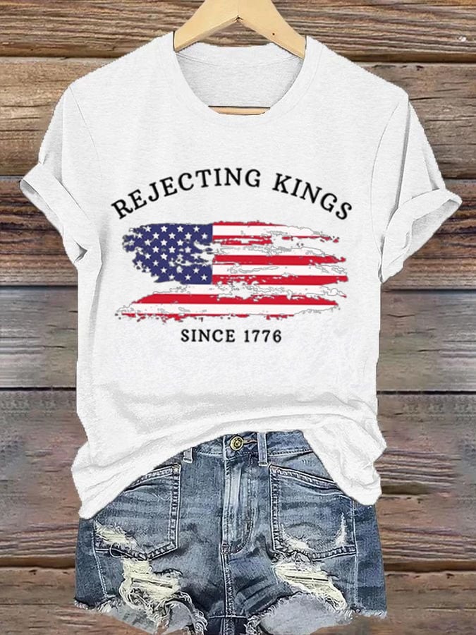 🔥Buy 3 Get 15% Off🔥Women'S Rejecting Kings Since 1776 Print T-Shirt