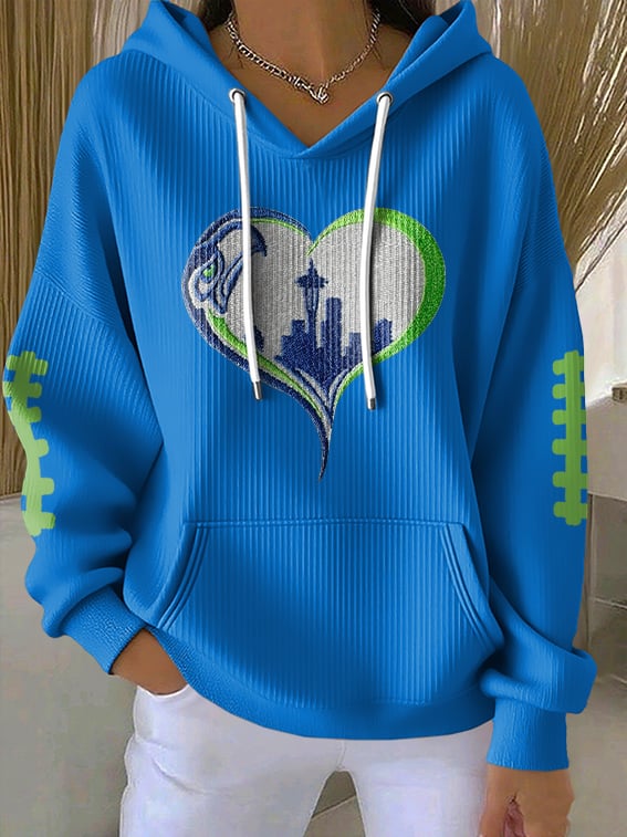 Women's Rugby Print Casual Hoodie