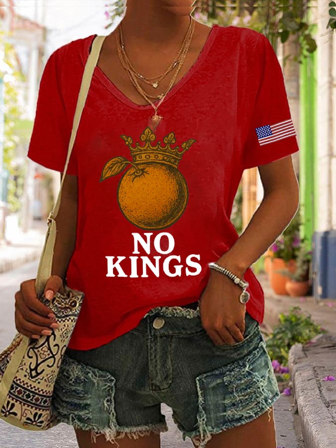 🔥Buy 3 Get 15% Off🔥Women's “No King in America SINCE1776” Print Casual T-Shirt