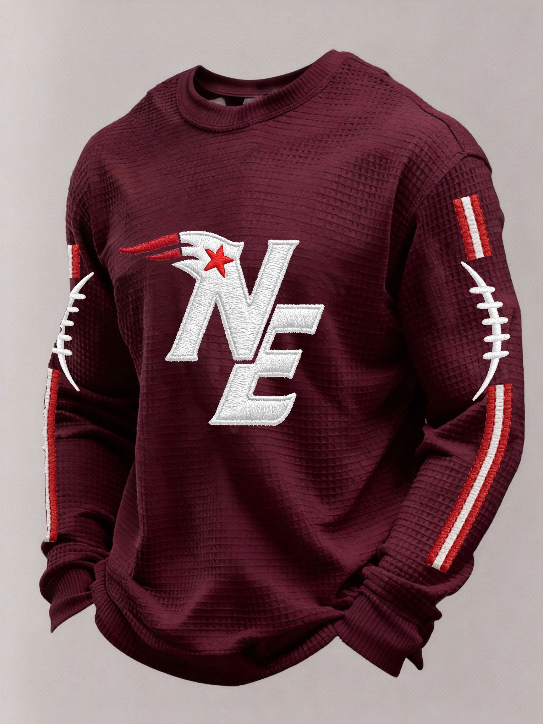 Men’s Football Graphic Waffle Knit Long Sleeve Crewneck Top