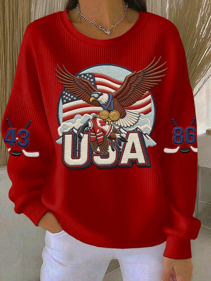Women's Retro USA Ice Hockey Print Sweatshirt
