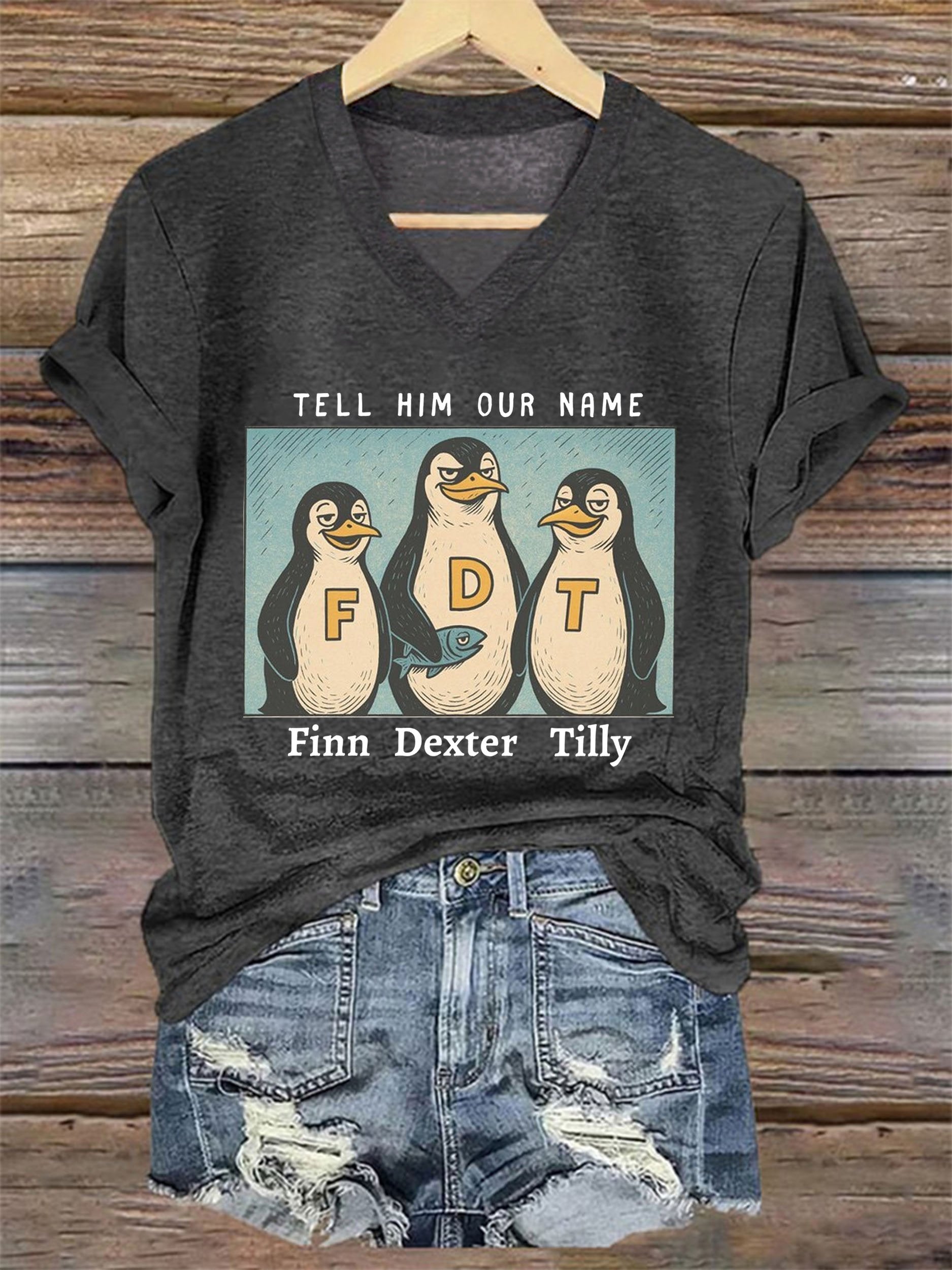 🔥Buy 3 Get 15% Off🔥Women's Tell Him Our Name Finn Dexter Tilly Printed Short-Sleeved T-Shirt