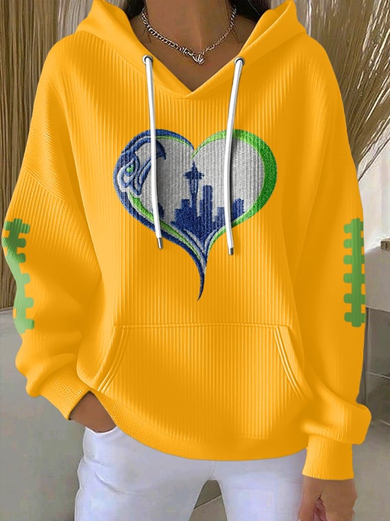 Women's Rugby Print Casual Hoodie