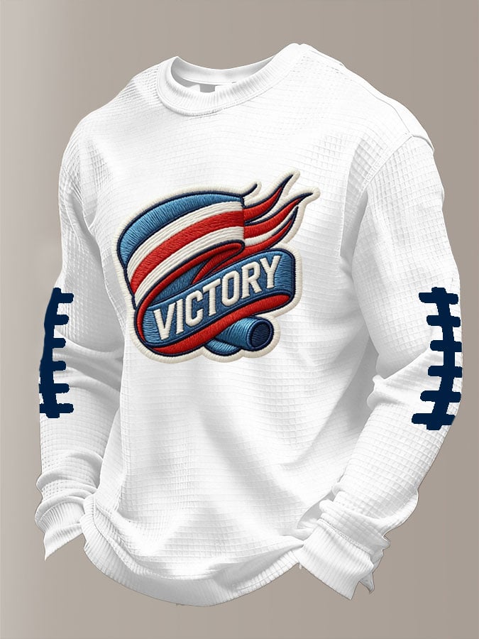 Men's Football Waffle Fabric Long-sleeved T-shirt