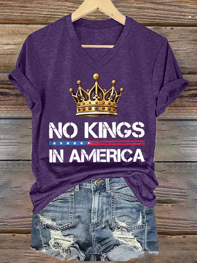🔥Buy 3 Get 15% Off🔥Women's No Kings In America Printed Casual T-Shirt