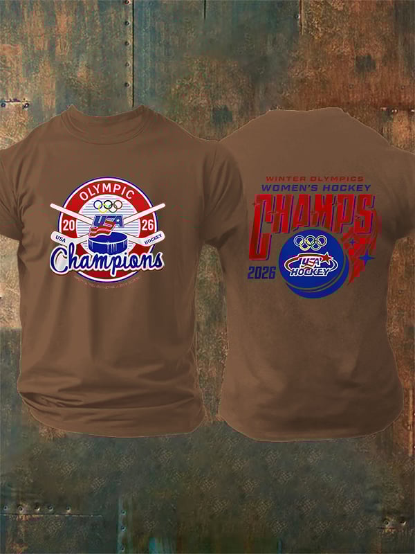 Men's Ice Hockey Print Casual T-Shirt