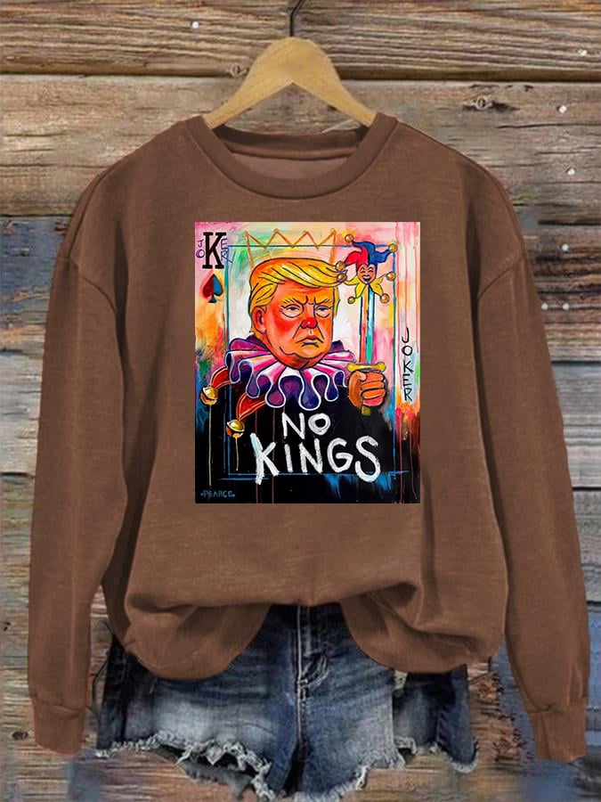 Women's No Kings In America Print Casual Sweatshirt