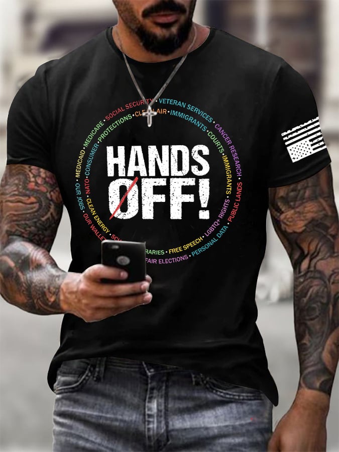 🔥Buy 3 Get 15% Off🔥Men'S Retro Hands Off Protest Print T-Shirt