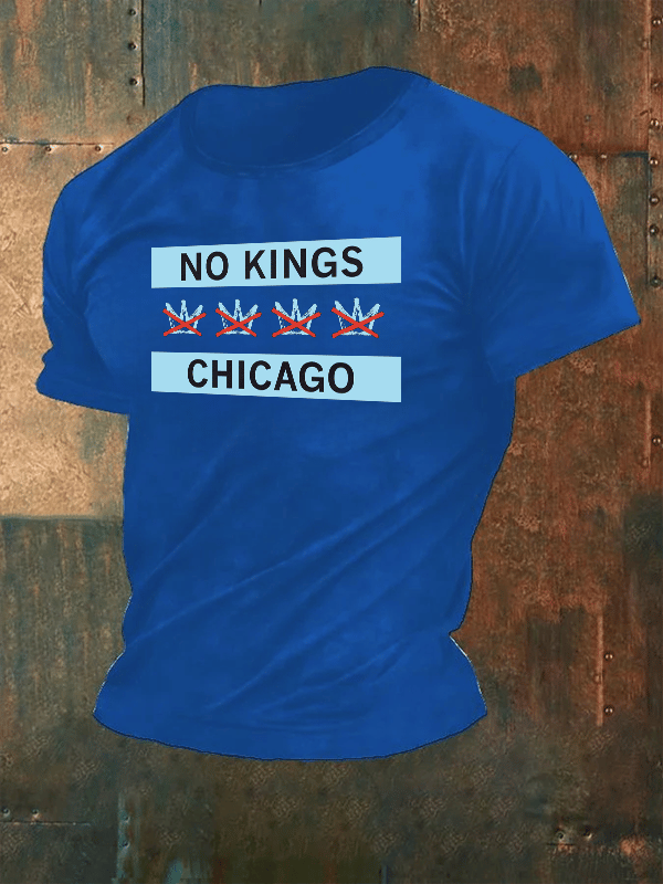 🔥Buy 3 Get 15% Off🔥Men's No Kings Chicago Flag Print T-Shirt