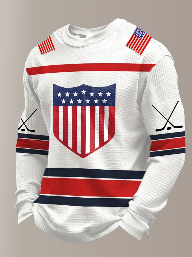 Retro Men's USA Ice Hockey Print Sweatshirt