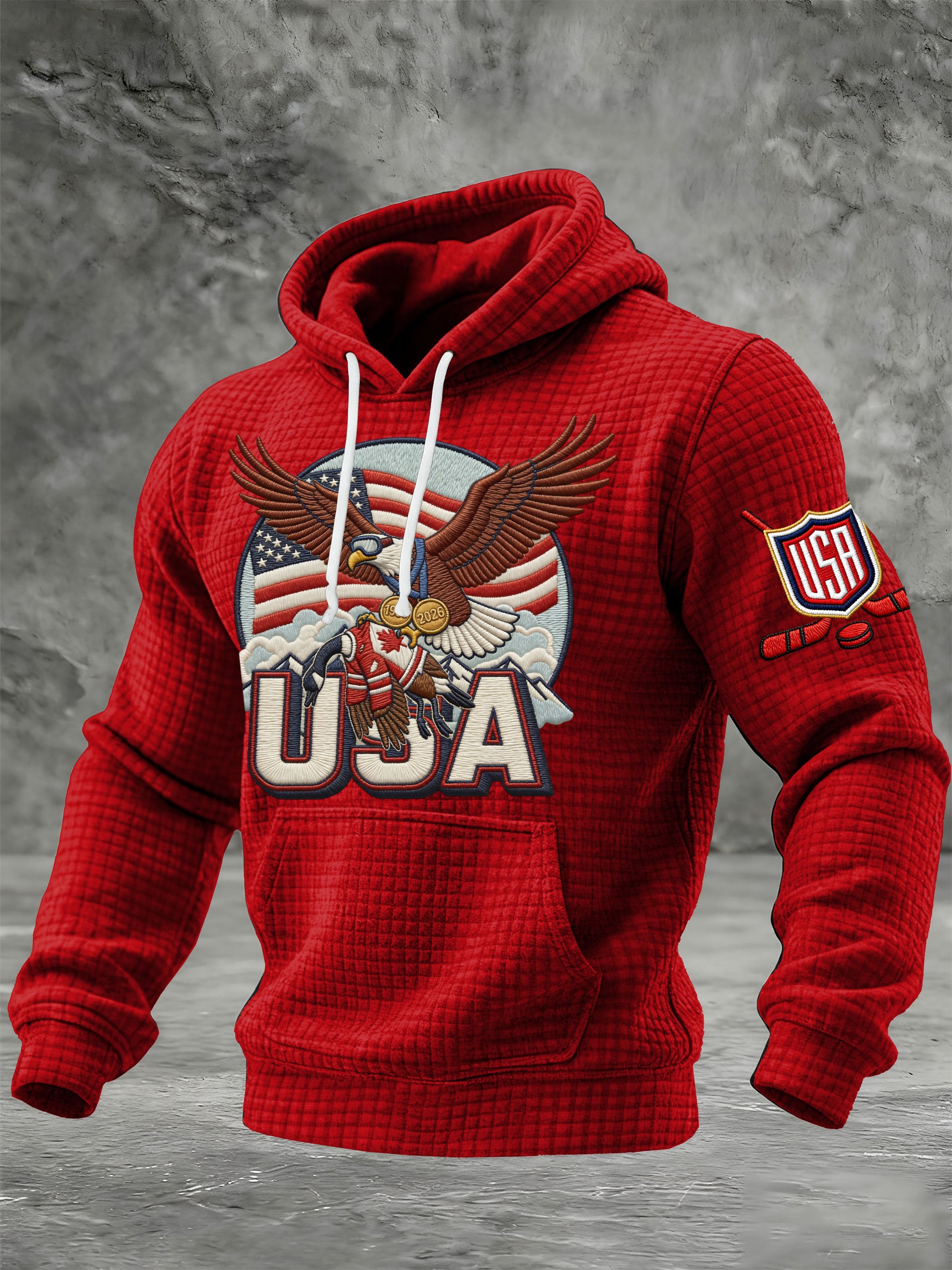 Men's USA Ice Hockey Printed Casual Hoodie