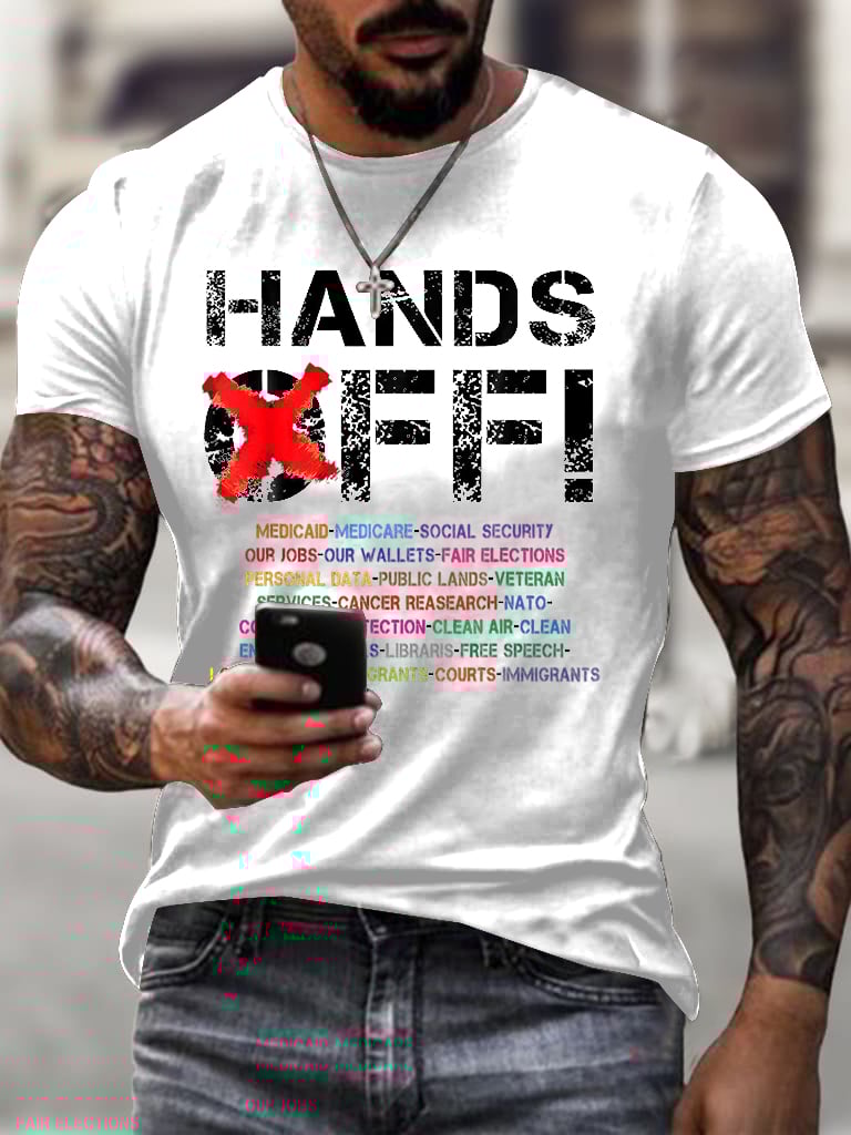 🔥Buy 3 Get 15% Off🔥Men's Hands Off Protest Print T-Shirt