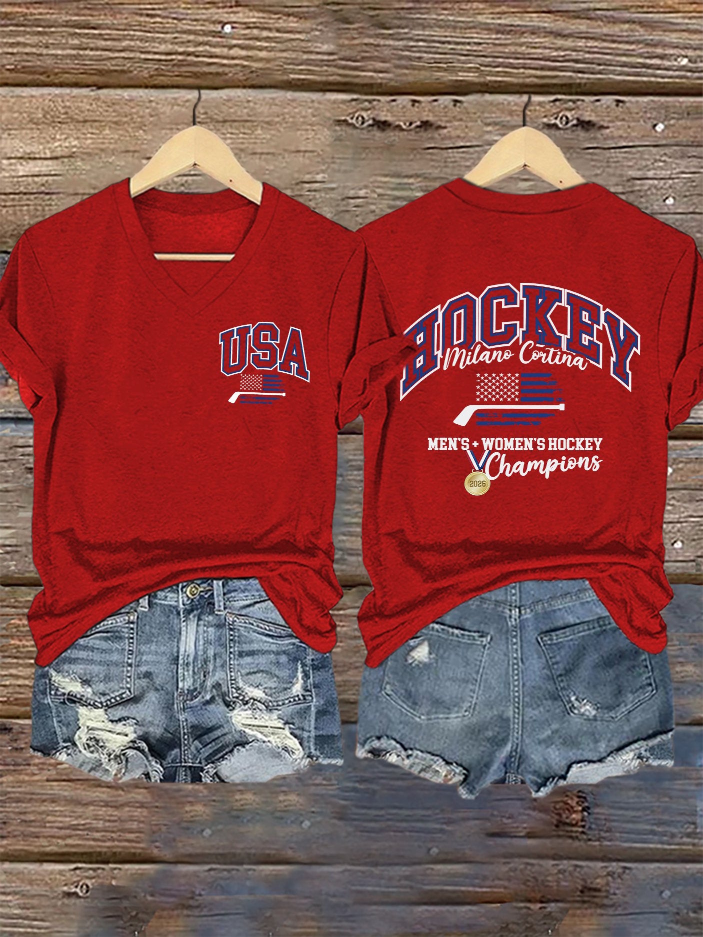 Women's Ice Hockey Print Casual T-Shirt