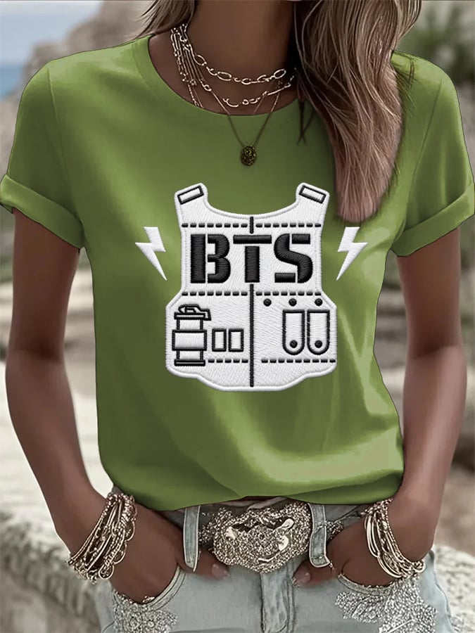 Women's K-pop Print Short-sleeved T-shirt