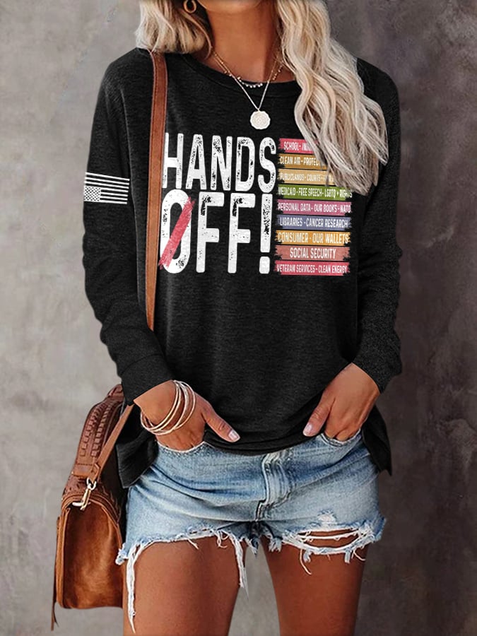 🔥Buy 3 Get 15% Off🔥Women's Retro Hands Off Protest Print T-Shirt
