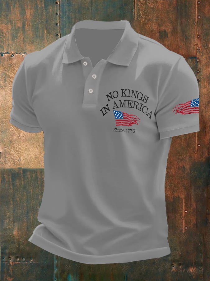 🔥Buy 3 Get 15% Off🔥Man's Vintage No Kings In America Since 1776 Printed Polo Shirt