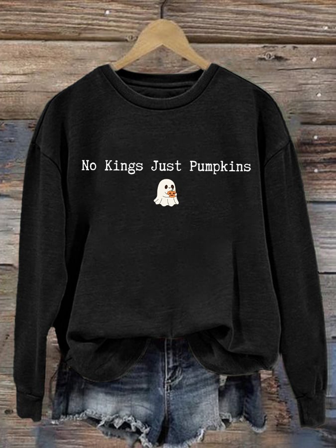 🔥Buy 3 Get 15% Off🔥Women's No Kings Just Pumpkin Printed Sweatshirt
