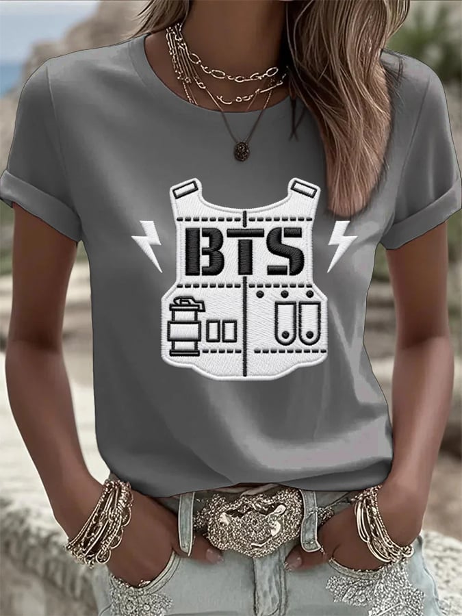 Women's K-pop Print Short-sleeved T-shirt