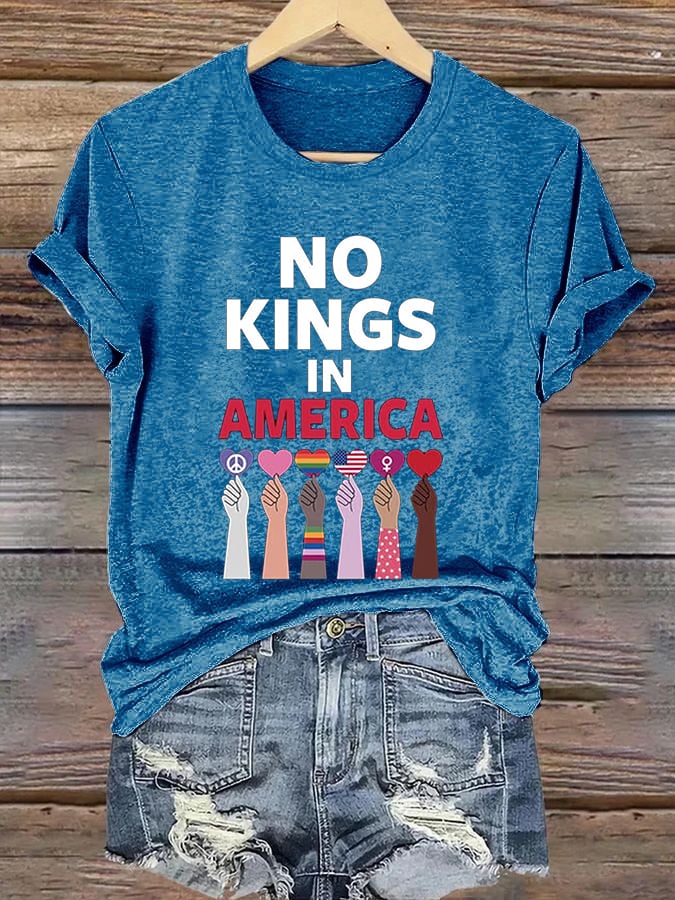 🔥Buy 3 Get 15% Off🔥Women's No Kings In America Print Caasual T-shirt