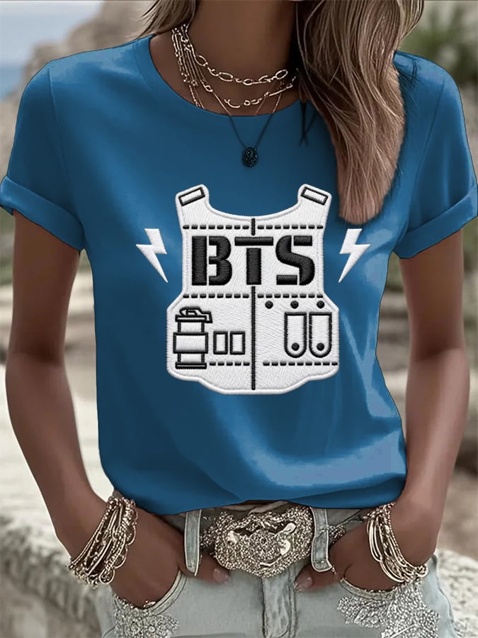 Women's K-pop Print Short-sleeved T-shirt
