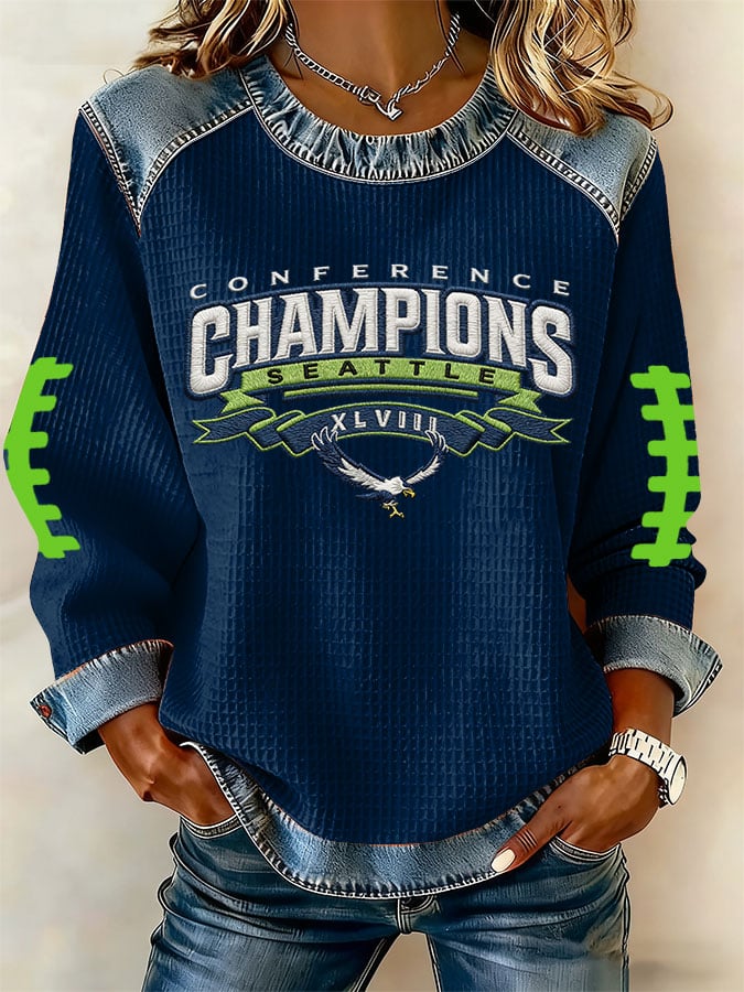 Women's Football Print Long-Sleeved Sweatshirt