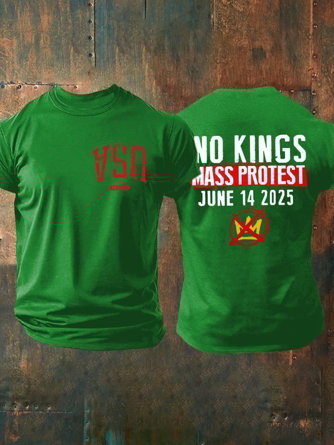 🔥Buy 3 Get 15% Off🔥Retro Man's Upside Down USA No Kings Mass Protest June 14 2025 Print T-Shirt