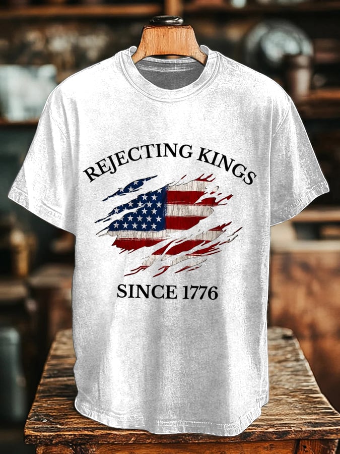 🔥Buy 3 Get 15% Off🔥Men's “Rejecting Kings Since 1776” Print T-Shirt