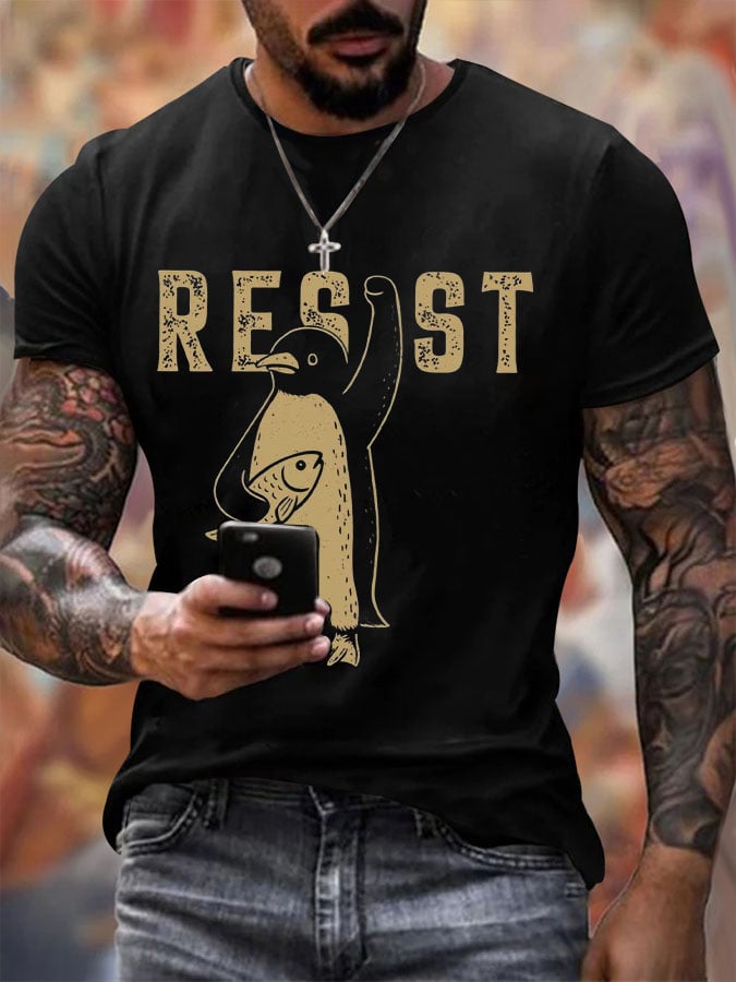 🔥Buy 3 Get 15% Off🔥Men's Penguins Resist Tariffs Printing T Shirt
