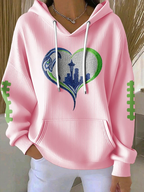 Women's Rugby Print Casual Hoodie