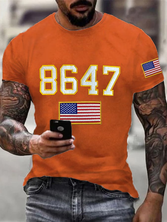 🔥Buy 3 Get 15% Off🔥Men's Retro8647 Flag Print Casual T-Shirt