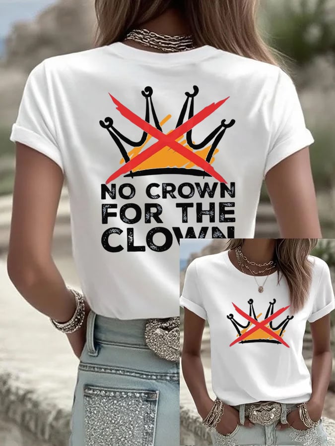 🔥Buy 3 Get 15% Off🔥Women's No Crown For The Clown Print V Neck T-shirt