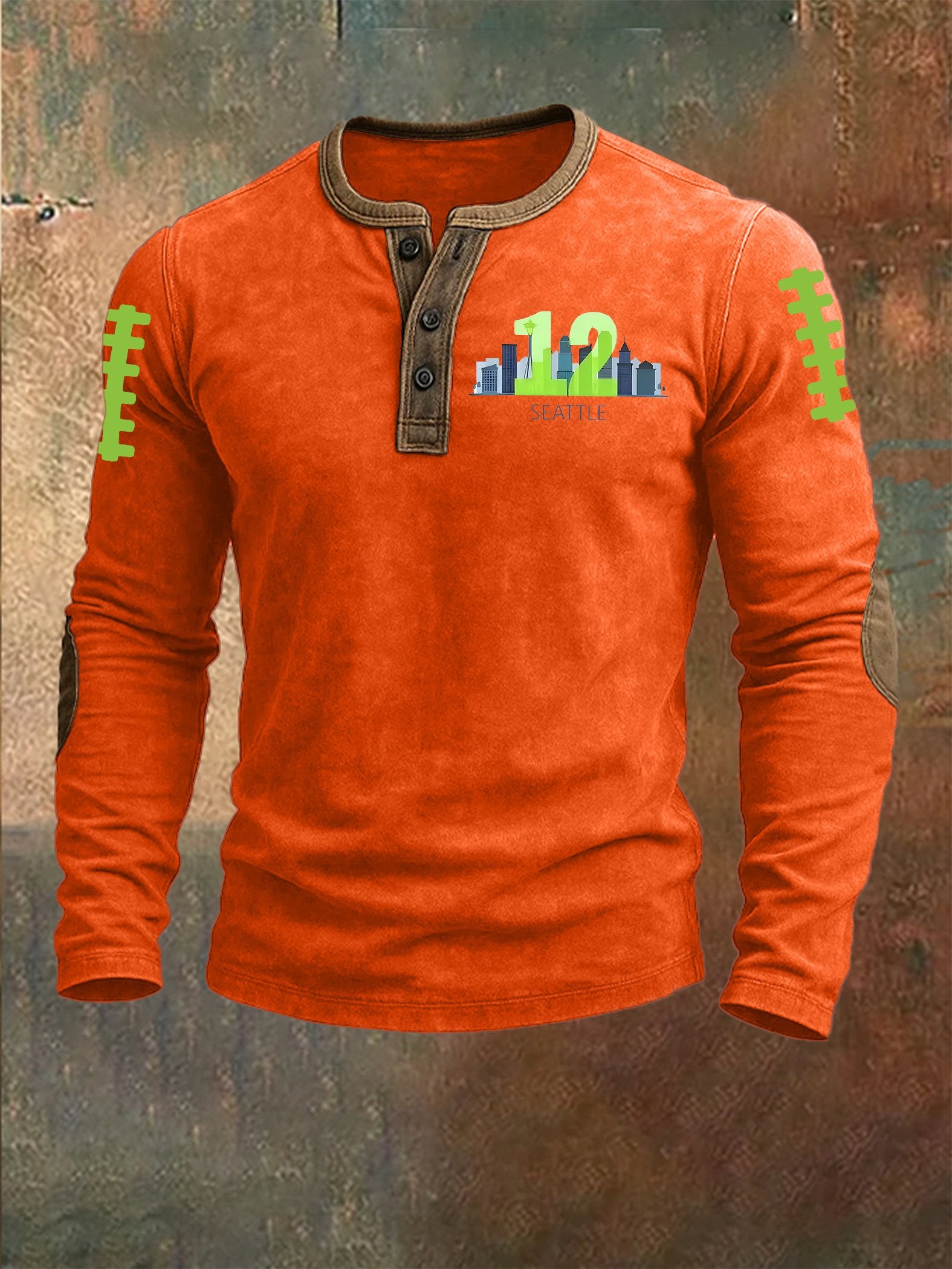 Men's Rugby Print Henley Top