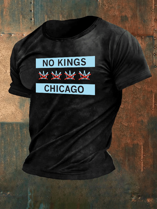 🔥Buy 3 Get 15% Off🔥Men's No Kings Chicago Flag Print T-Shirt