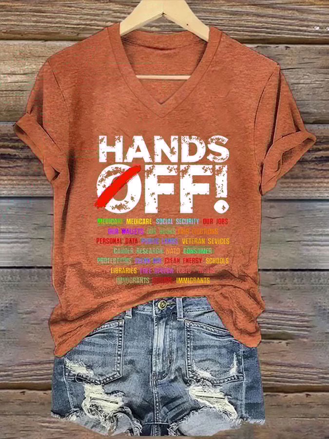 🔥Buy 3 Get 15% Off🔥Women's Hands Off Protest Print Casual T-Shirt