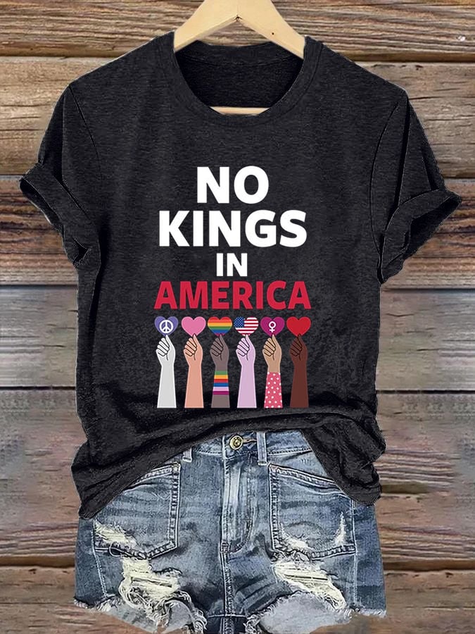 🔥Buy 3 Get 15% Off🔥Women's No Kings In America Print Caasual T-shirt