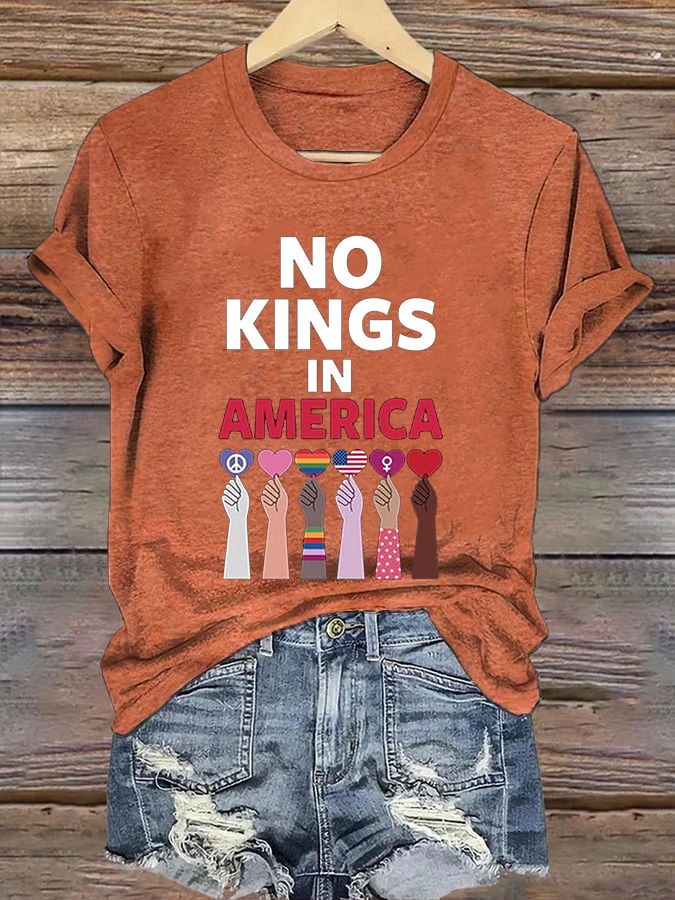 🔥Buy 3 Get 15% Off🔥Women's No Kings In America Print Caasual T-shirt