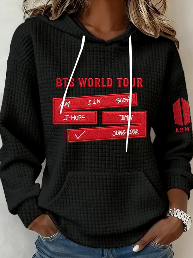 Women's Retro Leisure Print Hoodie