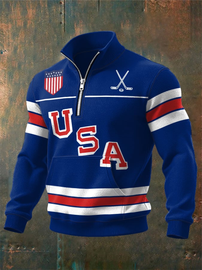 Retro Men's USA Ice Hockey Print Sweatshirt
