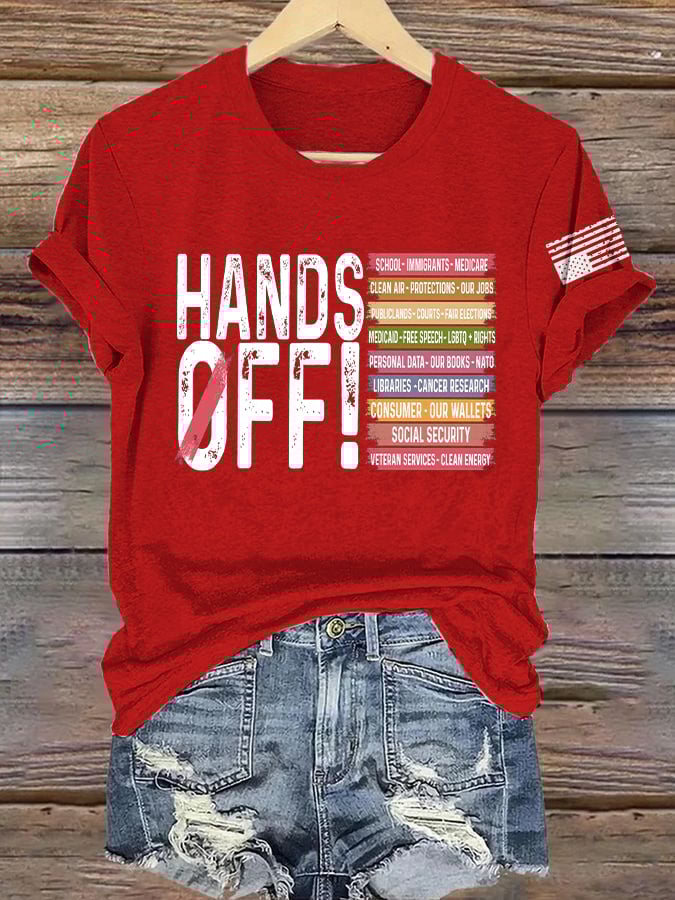 🔥Buy 3 Get 15% Off🔥Women's Retro Hands Off Protest Print T-Shirt