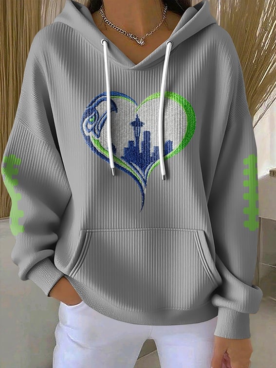 Women's Rugby Print Casual Hoodie