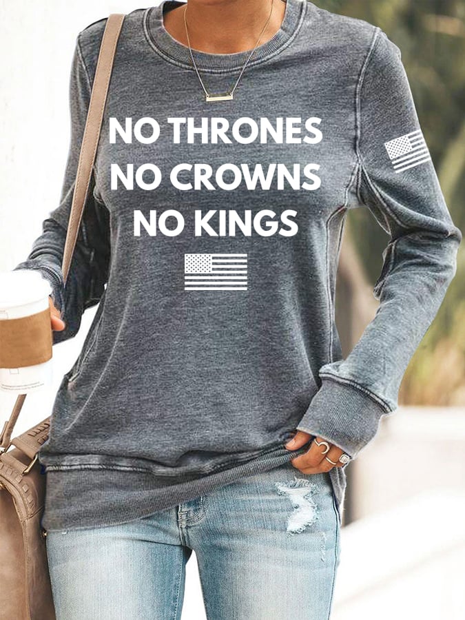 🔥Buy 3 Get 15% Off🔥Women's No Thrones No Crowns No Kings Print Round Neck Sweatshirt
