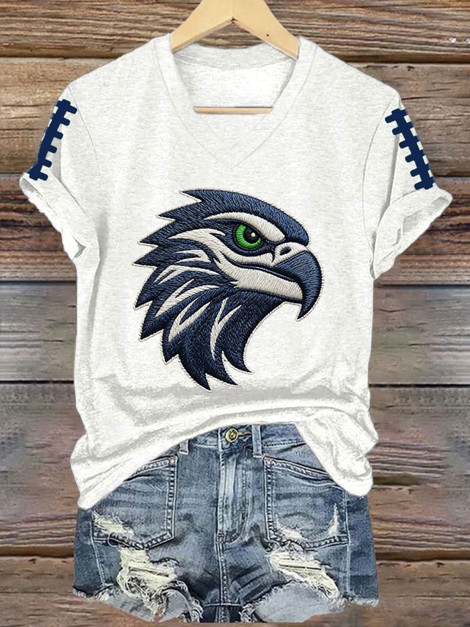 Women's Retro Football Printed T-Shirt