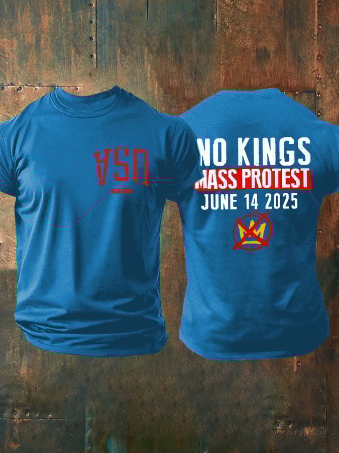🔥Buy 3 Get 15% Off🔥Retro Man's Upside Down USA No Kings Mass Protest June 14 2025 Print T-Shirt